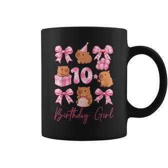 Coquette 10Th Birthday Girl Cute Capybara Bow 10 Year Old Coffee Mug - Thegiftio