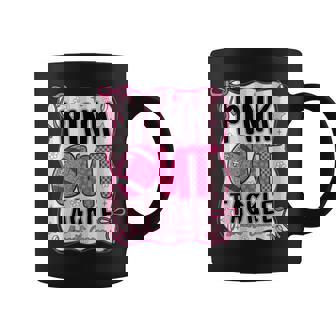 Coquette Bow Pink Out Tackle American Football Breast Cancer Coffee Mug | Mazezy