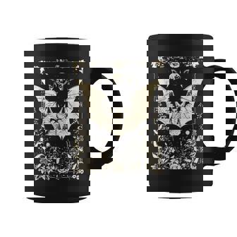 Cottagecore Floral Bat Moon Phase Gothic Spooky Halloween Coffee Mug | Seseable UK