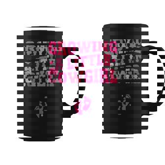 Country Pregnancy Announcement Apparel Co Growing A Little Cowgirl Black X-Small Short Sleeve Crew Neck Coffee Mug | Mazezy