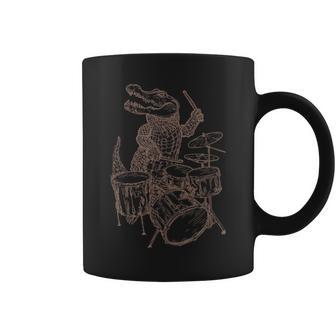 Crocodile Jouant De La Batterie Batteur Crocodile Drumming Musicien Tasse - Cadeauxyz