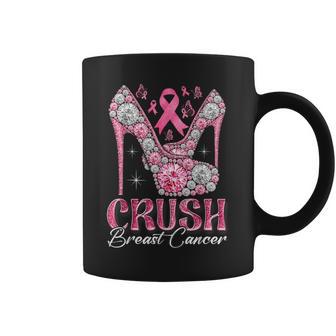 Crush Breast Cancer Awareness Bling Pink Ribbon High Heel Coffee Mug - Thegiftio
