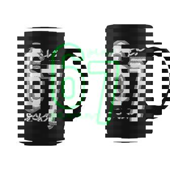 Cute 67 Meme Preppy Aesthetic Green Crochet Knit Girls Coffee Mug | Mazezy