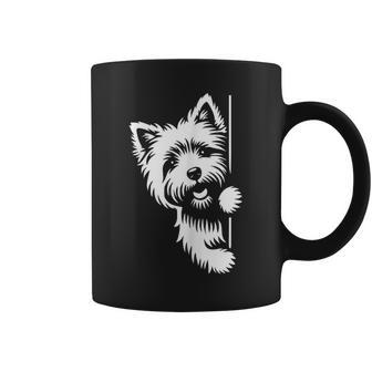 Cute Cairn Terrier Dog Peering Graphic Coffee Mug - Thegiftio UK