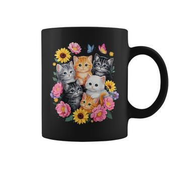 Cute Cats Flower Floral Kitten Coffee Mug - Thegiftio UK