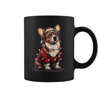 Cute Christmas Corgi With Glasses Santa Hat Festive Dog Coffee Mug - Monsterry