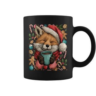 Cute Christmas Fox With Santa Hat Cocoa Cookie Animal Coffee Mug - Thegiftio