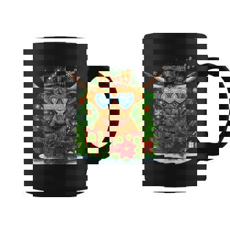 Cute Christmas Light Highland Cow Coffee Mug | Mazezy