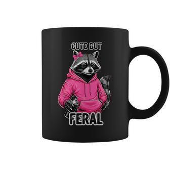 Cute But Feral Raccoon Hair Bow Spray Paint Graphic Lover Coffee Mug | Mazezy