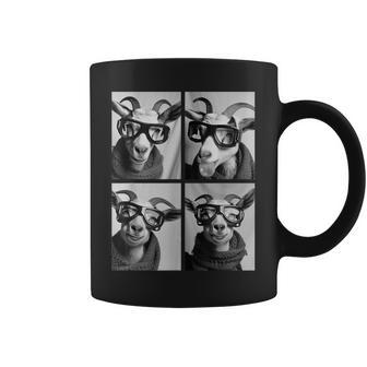 Cute Goats With Snow Goggles Farm Animals Winter Graphic Print Coffee Mug - Monsterry