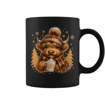 Cute Highland Cow With Hot Cocoa Christmas For Cow Lovers Coffee Mug - Thegiftio