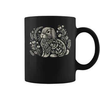 Cute Holland Lop Rabbit Botanical Cottagecore Floral Bunny Coffee Mug - Thegiftio UK