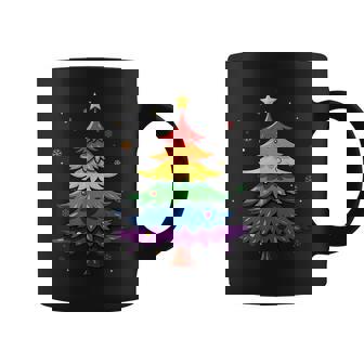 Cute LGBTQ Pride Rainbow Flag Gay Merry Christmas Tree X-Mas Coffee Mug | Mazezy
