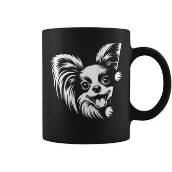 Cute Peeking Papillon Dog Graphic Coffee Mug - Thegiftio UK