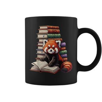 Cute Red Panda Reading Book Animal Bookworm Coffee Mug | Mazezy
