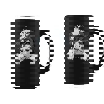 Cute Sheepadoodle Peeking Puppy Doodle Dog Lover Coffee Mug - Monsterry