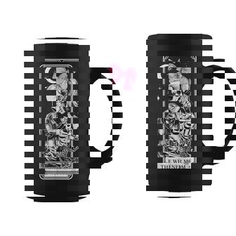 Dachshund Skeleton Tarot Card Coquette Bow Weenie Dog Mom Coffee Mug - Monsterry