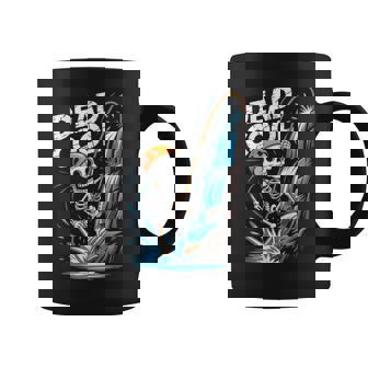 Dead Cool Skeleton Rappelling Rock Climbing Waterfall Coffee Mug | Mazezy
