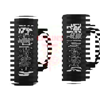 Deck The Chains Disc Golf Christmas Basket Holiday Lights Coffee Mug | Mazezy