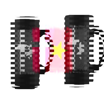 Denmark Vietnam Half Flag Danish Vietnamese History Coffee Mug | Mazezy