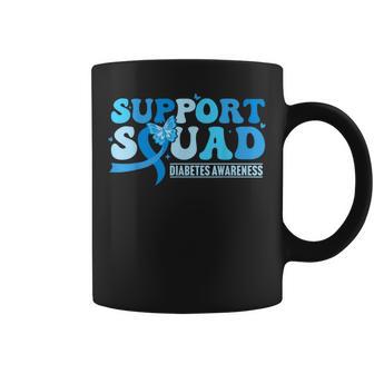 Diabetes Awareness Support Squad T1D Blue Butterfly Ribbon Coffee Mug | Mazezy