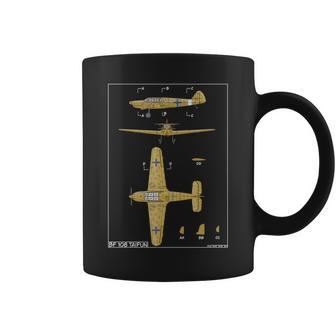 Diagrama Del Avión Alemán Messerschmitt Bf 108 Taifun Ww2 Manga Larga Taza de café - Regaloses