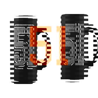 Distressed Orange Number 51 Jersey Player Uniform 51 Coffee Mug | Mazezy