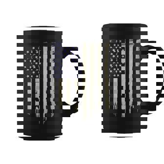 Distressed Usa Flag Printed On Back Coffee Mug - Monsterry