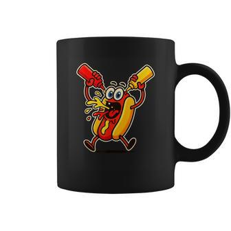 Divertida Dibujos Animados De Perritos Calientes Con Ketchup Y Mostaza Amante De La Comida Taza de café - Regaloses