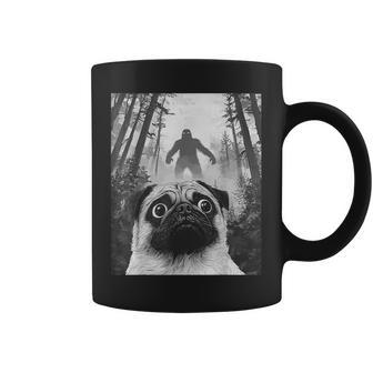 Dog Pug Selfie With Bigfoot Sasquatch Coffee Mug - Monsterry