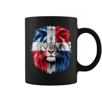 Dominican Republic Flag Lion Face Flag Of The Dominican Coffee Mug | Mazezy
