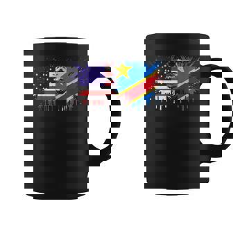 DR Congo & USA Together Half American Half Congolese Coffee Mug | Mazezy