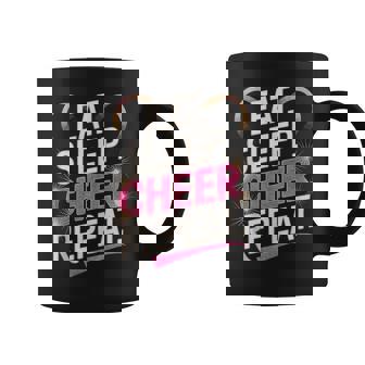 Eat Sleep Cheer Repeat Cheer Coach Cheerleading Tank Top Coffee Mug | Mazezy