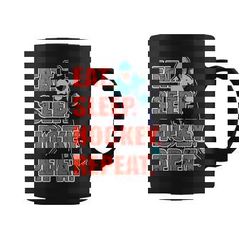 Eat Sleep Hockey Repeat Men Women Kids Ice Hockey Coffee Mug | Mazezy