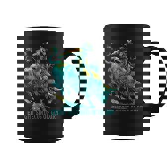 Eight Seconds Of Glory Teal Bull Rider Western Art Coffee Mug | Mazezy