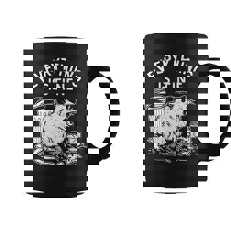 Everything Is FINE Irony Mouse Rat In Trash Coffee Mug | Mazezy