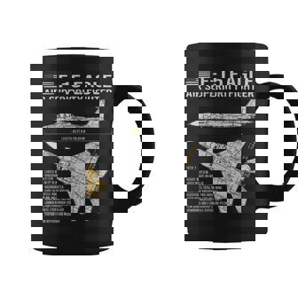 F-15イーグル航空機の設計図ジェット戦闘機データ コーヒーマグ - Kawaiitshirt