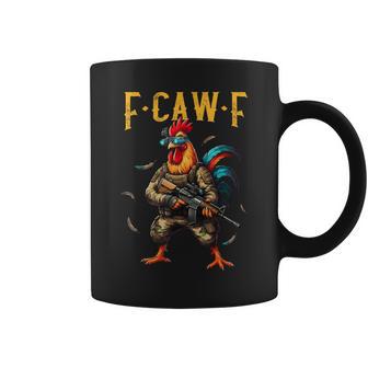 F-Caw-F Camo Chicken Tactical Rooster Military Fcawf Coffee Mug - Monsterry