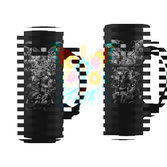 Faith Cross Sunflower Butterflies Flowers Christians Vintage Coffee Mug - Monsterry