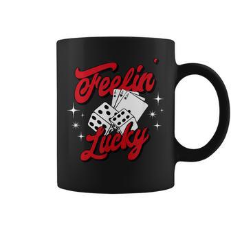 Feelin Lucky Gambling Casino Playing Cards & Dice Coffee Mug | Mazezy
