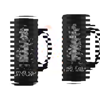 Feral And Festive Raccoon Santa Christmas Holiday Racoon Coffee Mug - Monsterry