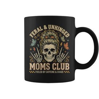 Feral And Unhinged Moms Club Skull Mom Humor Coffee Mug - Thegiftio UK