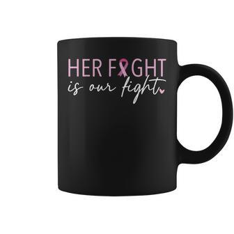 Her Fight Is Our Fight Pink Ribbon Breast Cancer Awareness Coffee Mug | Mazezy