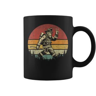 Firefighting Retro Bigfoot Firefighter Sasquatch Fireman Coffee Mug - Thegiftio UK