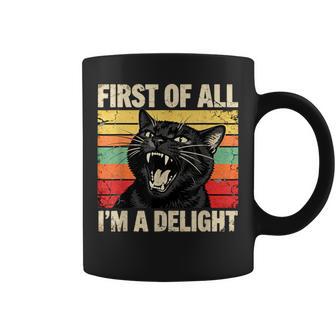 First Of All I'm A Delight Roaring Black Cat Women Coffee Mug - Thegiftio UK
