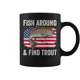 Fish Around And Find Trout Fishing Fishermen Back Coffee Mug - Thegiftio UK