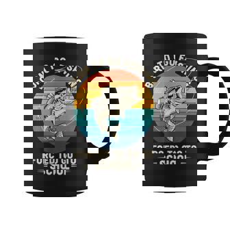 Fish Born To Go Fishing Forced To Go To School Retro Bass Coffee Mug | Mazezy