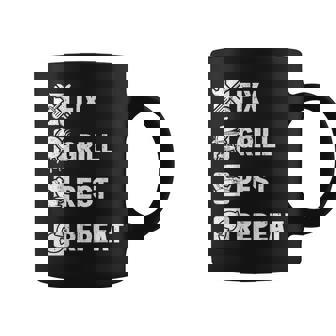 Fix Grill Rest Repeat Routine Fathers Day Dad Coffee Mug - Thegiftio