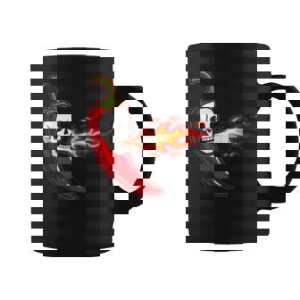 Flaming Skull Chili Pepper Hot Sauce Lover Tank Top Coffee Mug | Mazezy