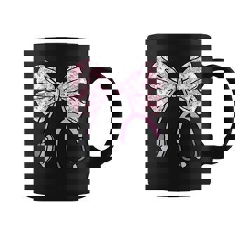 Floral Pink Coquette Bow Rn Nurse Stethoscope Nursing Doctor Coffee Mug | Mazezy